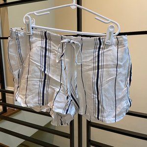 White Shorts with Navy Stripes